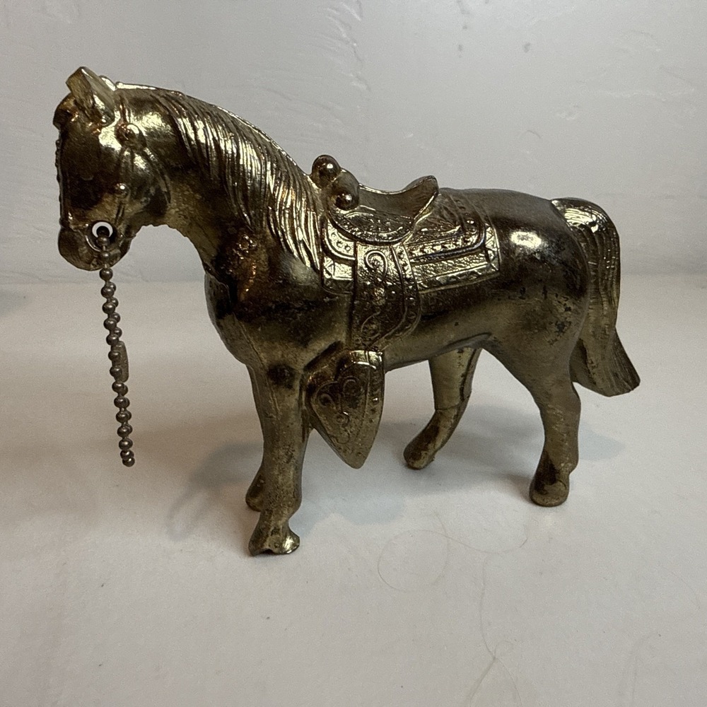 Vintage MCM Brass Western‎ Style Horse. Nostalgic Americana Decor USA